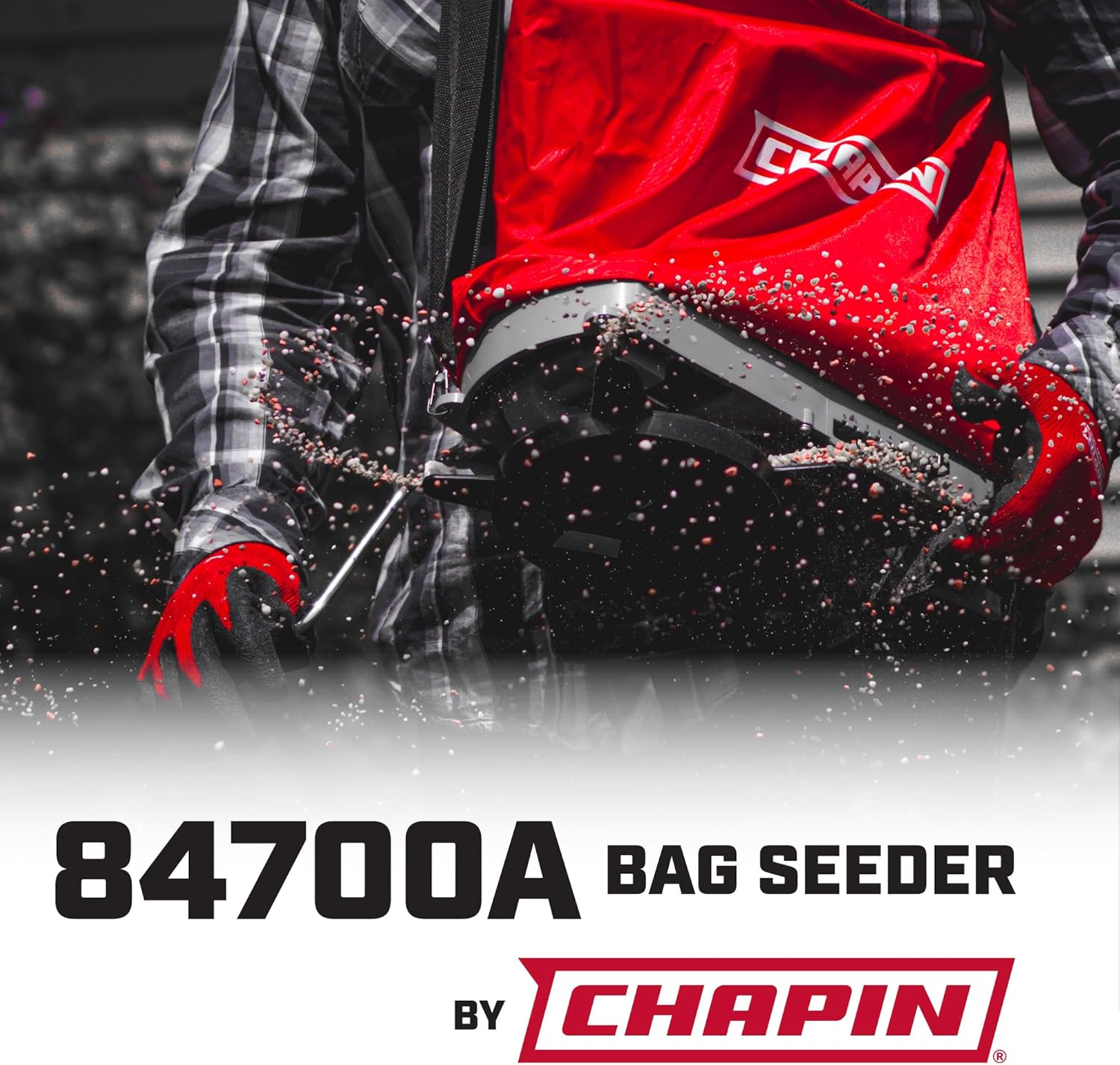Chapin 84700A 25-Pound Professional Handheld Bag Seed Spreader with Waterproof Bag, Enclosed Gears, Rear Baffle, Adjustable Shoulder Strap and Multiple Spread Options, Red, 1.0 Count image number 4