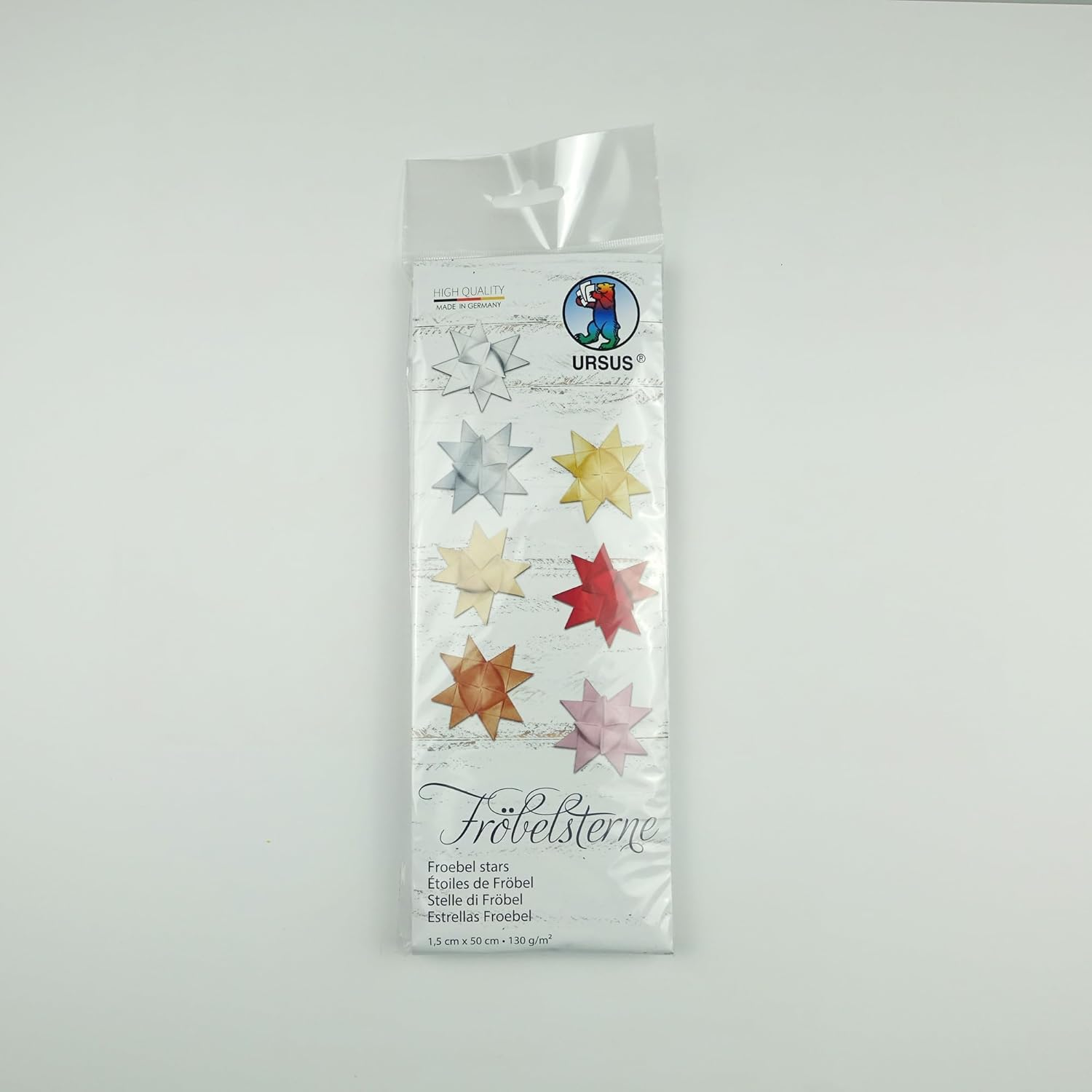 Ursus 3210030 Paper Strips for Froebel Stars Made of Coloured Drawing Paper 130 G/M&sup2; 1.5 X 50 Cm 80 Strips for Approx. 20 Stars, Mint, One Size image number 3