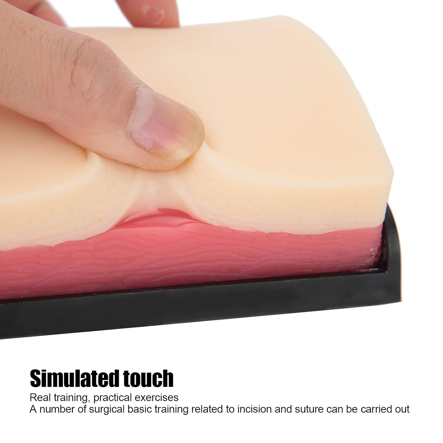 Training Suture Pad Skin Model Practice with Curved Base, 7.1 X 3.9 X 2In anti Slip Rubber Stoppers 3 Layers Reusable for Student Nurse, Simulation Human Skin Incision Suture image number 2
