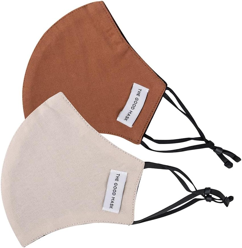 2PK the Good Brand Breathable 2 Ply Face Mask - Chestnut/Bone