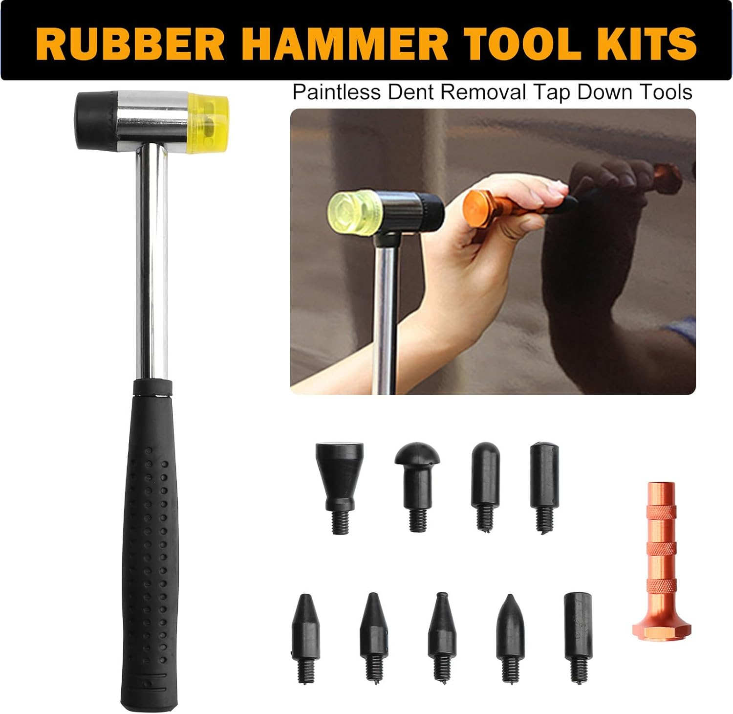 JERBOR 97PCS Car Dent Puller Kit, Paintless Dent Repair Kit with Golden Lifter, T-Bar Dent Puller, Bridge Puller, for SUV RV Truck Car Repair