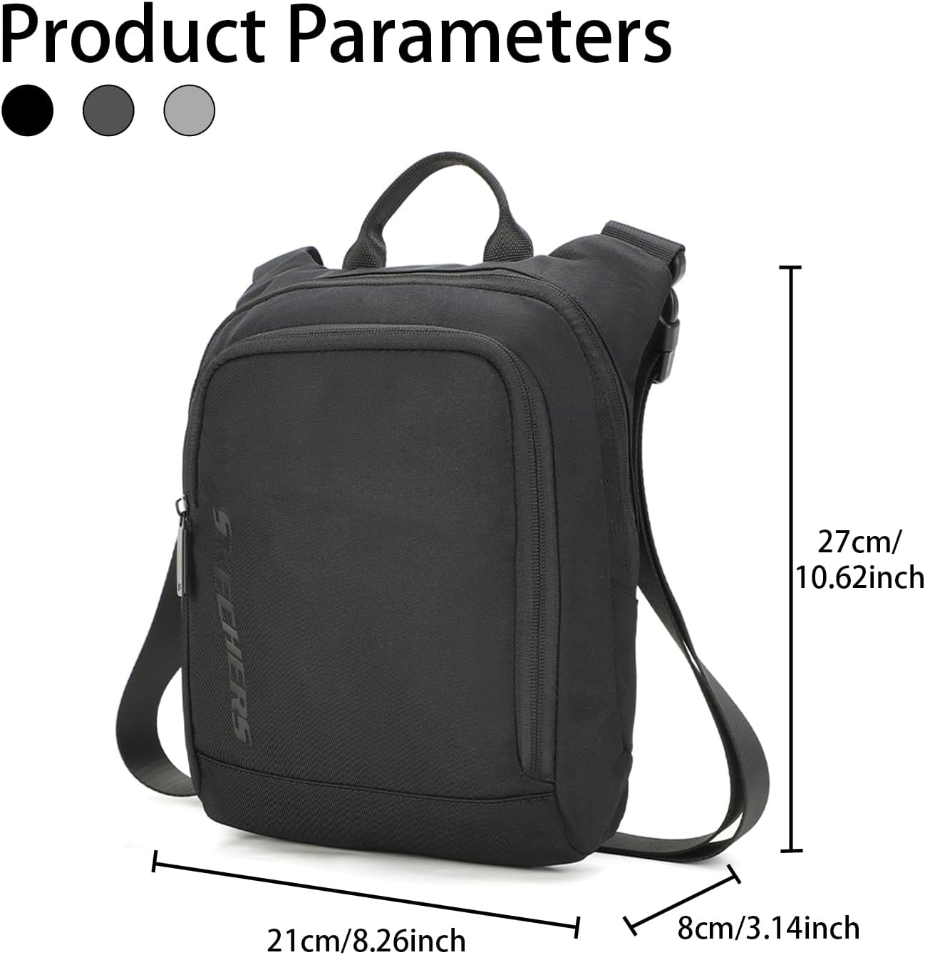 SKECHERS Men Casual Crossbody Messenger Bag, Waterproof Small Shoulder Satchel Bag for Travel Work, Lightweight Daypack Travel Passport Handbags Wallet Case for Cell Phone image number 6