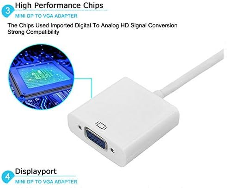 Mini Displayport to VGA Adapter Display Port DP for Macbook Pro Air Thunderbolt