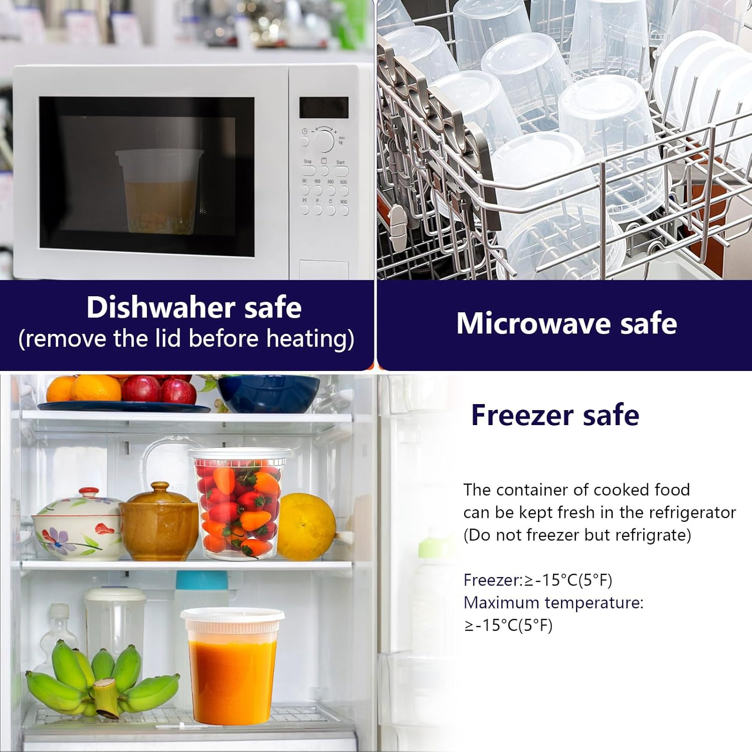 240-Pack 24 Oz Plastic Deli Containers with Lids - Leakproof, Bpa-Free Food Storage Containers with Lids - Microwave, Freezer & Dishwasher Safe - Ideal for Restaurants, Catering, and Large Families image number 3