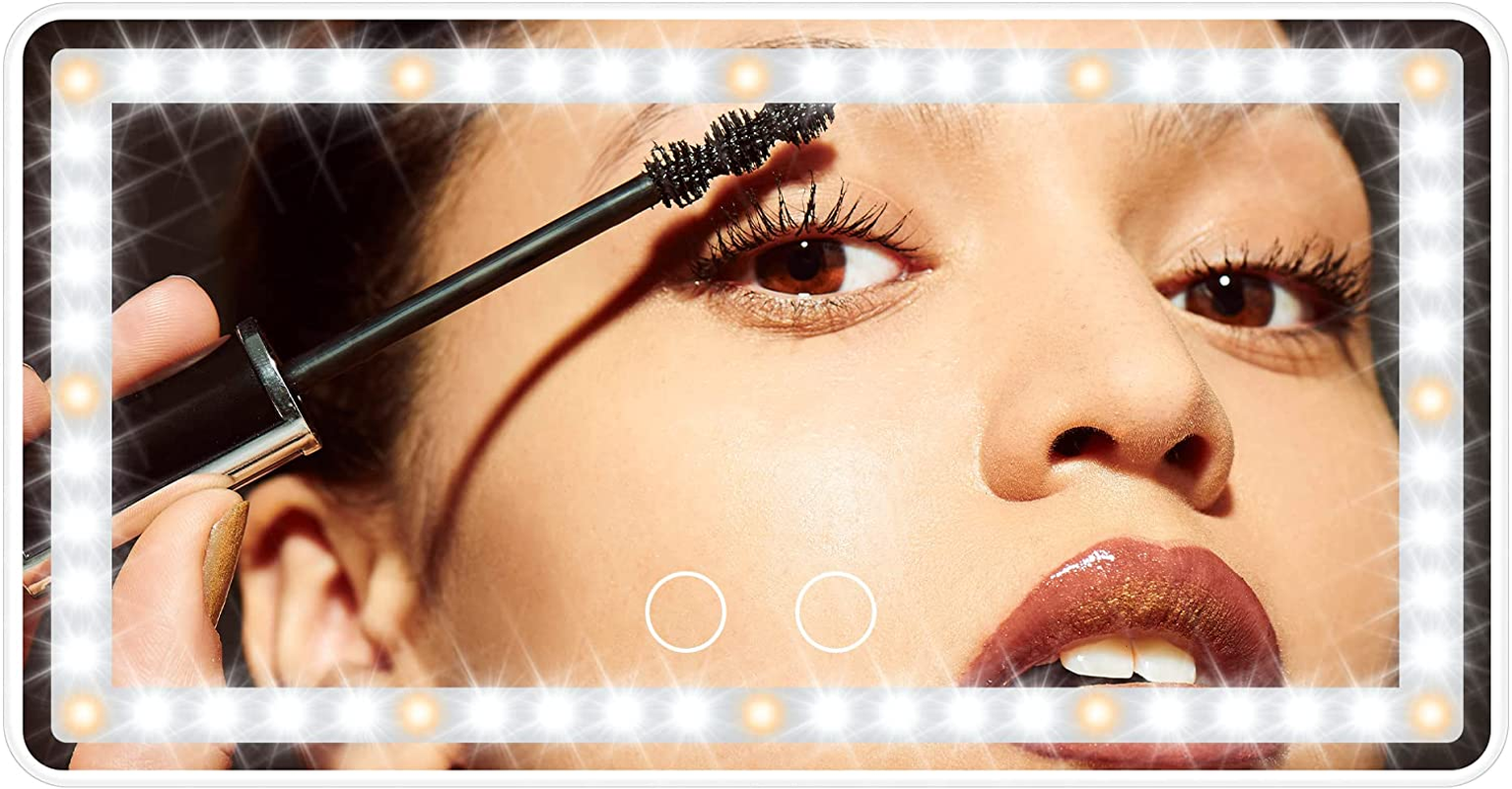 Car Sun Visor Vanity Mirror with Lights, 2 Pcs Rechargeable Car Makeup Mirror Accessories, Birthday Gifts for Women Girl, 3 Light Modes, Dimmable Touch Led Screen, Universal for Car Truck