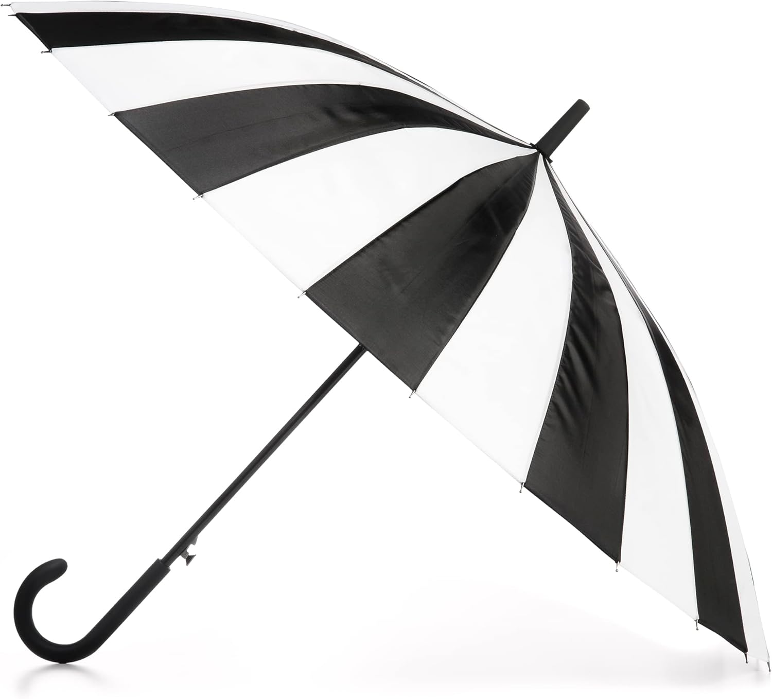 Totes Large Eco Auto-Open 24 Rib Stick Umbrella with a Classic J Hook Curved Handle, White & Black, One Size, Women'S and Men'S Auto-Open 24 Rib Stick Umbrella with a Classic J Hook Curved Handle - Red image number 2