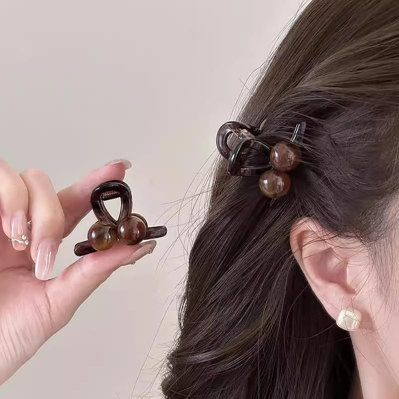 Resweky Brown Pearl Hair Clips Small Hair Clips Cute Hair Clips for Women and Girls image number 2