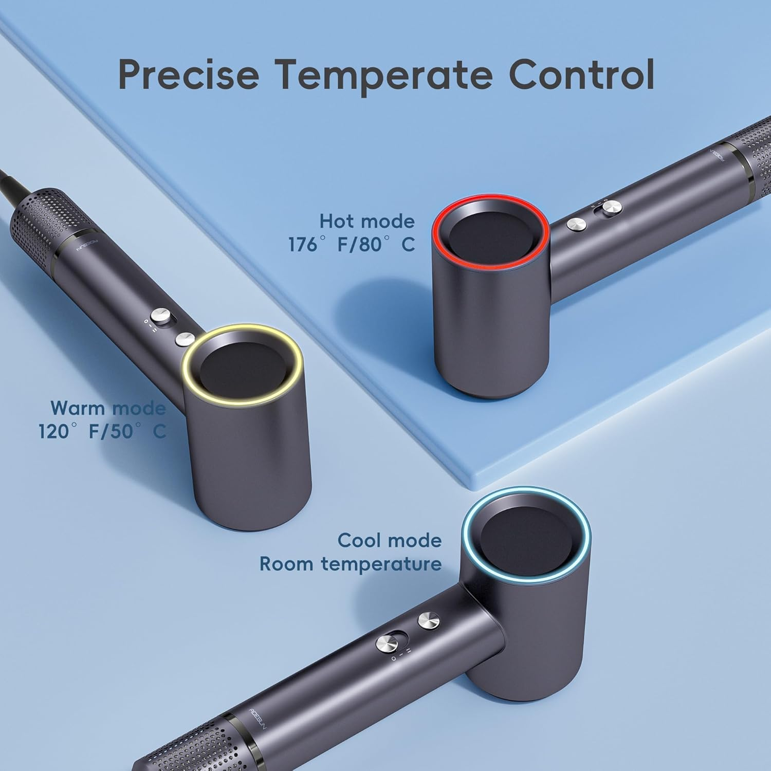 Aidesun Ultraspeed Hair Dryer 66M/S Airflow (Grey), 110000 Rpm Rotation Speed, Ionic/Anionic Conditioning, Powerful 1500W Motor Blower, Suitable for Frizzy Hair, 3 Temperature Control and 2 Speed Settings, Small and Lightweight, Great for Travel, Salon and Professional Hair Dryer image number 5