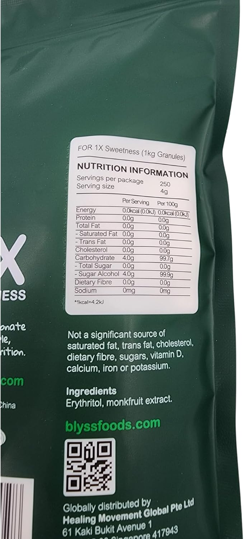 Blyss Natural Zero-Gi Monk Fruit Sweetener - 1Kg Granular, Keto & Diabetic Friendly, Sugar Substitute, Erythritol Blend, Vegan, Low Carb, Zero Aftertaste