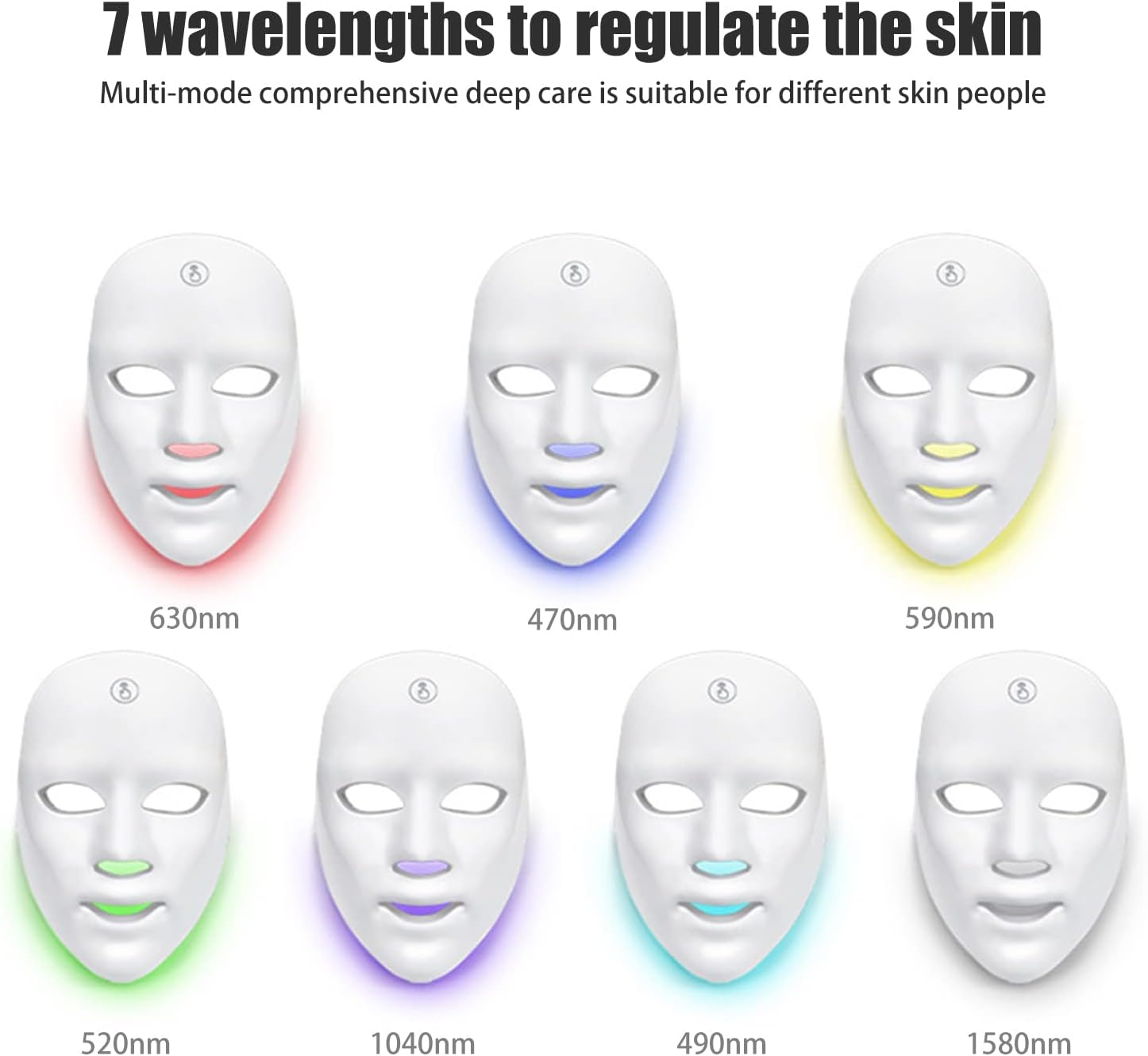 Beauty Skin Photon Mask, 7 Colors USB Charging Tightening Hydrating anti Aging Beauty Mask, Total Care Face Beauty Tools for Wrinkle Removal image number 3