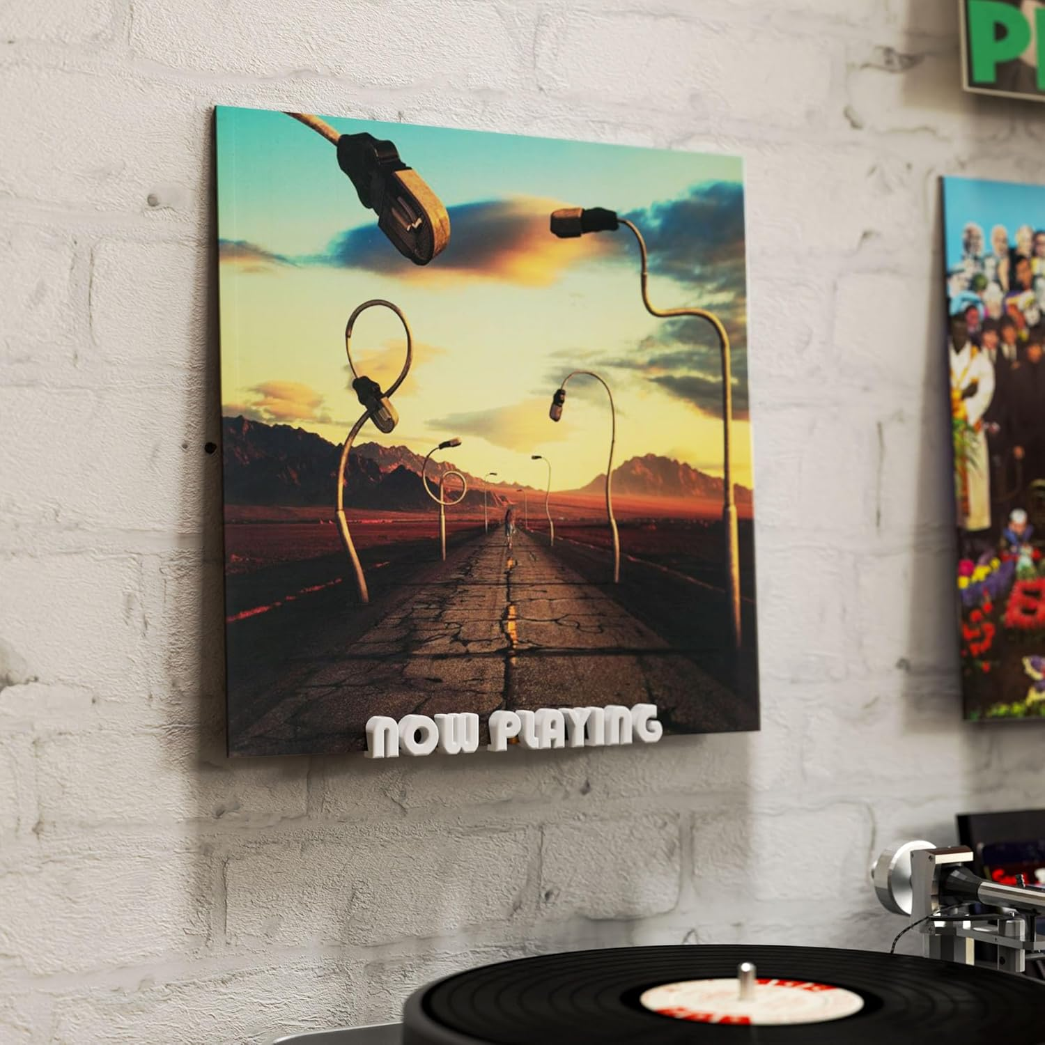 Mobilefox Vinyl Record Wall Mount Now Playing for LP Disc Vinyl Holder Universal White image number 2