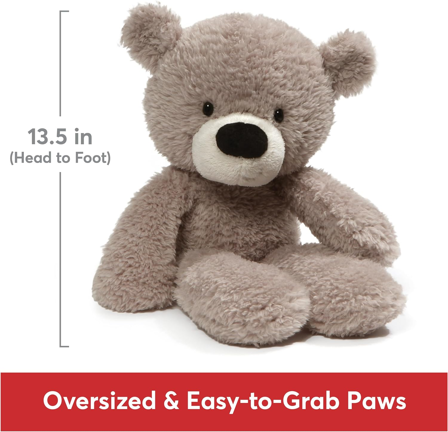 GUND 4059989 Fuzzy Teddy Bear Stuffed Animal Plush, Gray, 13.5" Stuffed Animal, Gray, 34.29 Cm image number 3