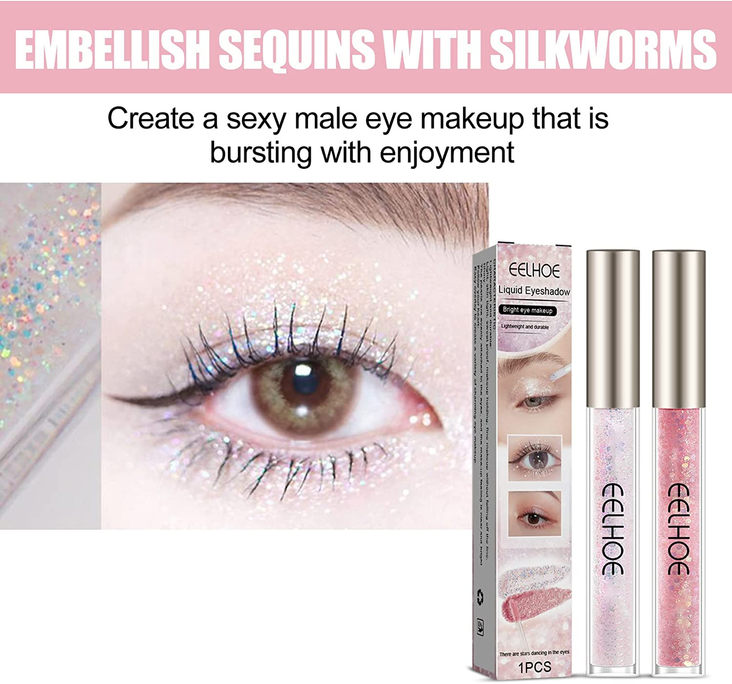 Liquid Glitter Eyeshadow, Shimmer Metallic Liquid Eye Shadow for Women, Glitter Eyeliner Liquid Sets, Long Lasting Quick-Drying Glow Eye Make up (Dazzling) image number 2