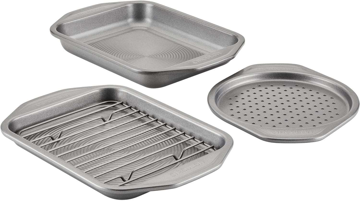 Circulon Total Bakeware Nonstick Toaster Oven & Personal Pizza Pan Baking Set, 4-Piece
