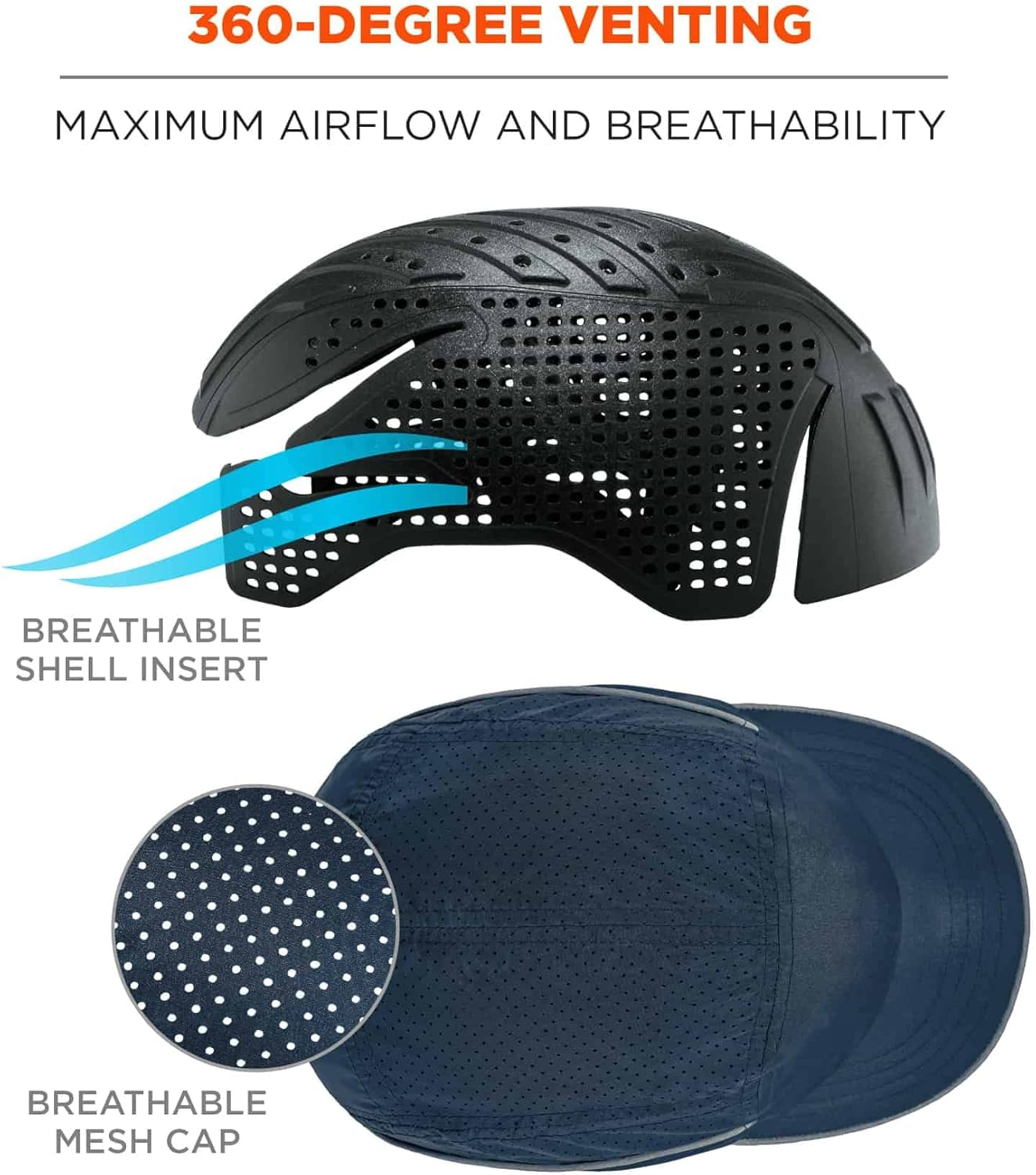 Ergodyne Skullerz 8955 Lightweight Bump Cap, Baseball Hat Style, Breathable Head Protection, Micro Brim, Navy image number 6