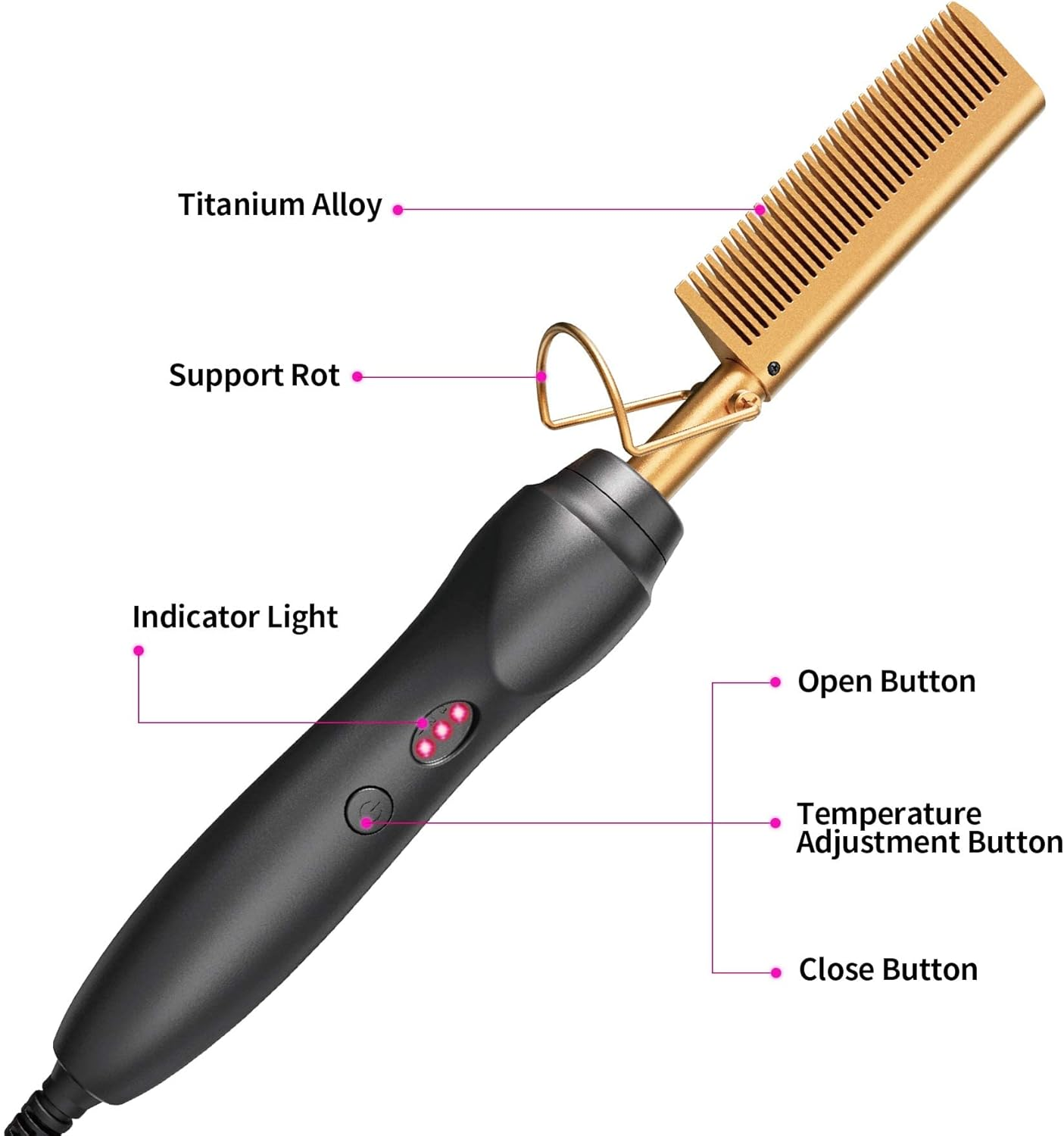 Hot Comb，Hair Straightener，Heat Pressing Combs Ceramic Electric Hair Straightening Comb, Curling Iron for Natural Black Hair Beard Wigs