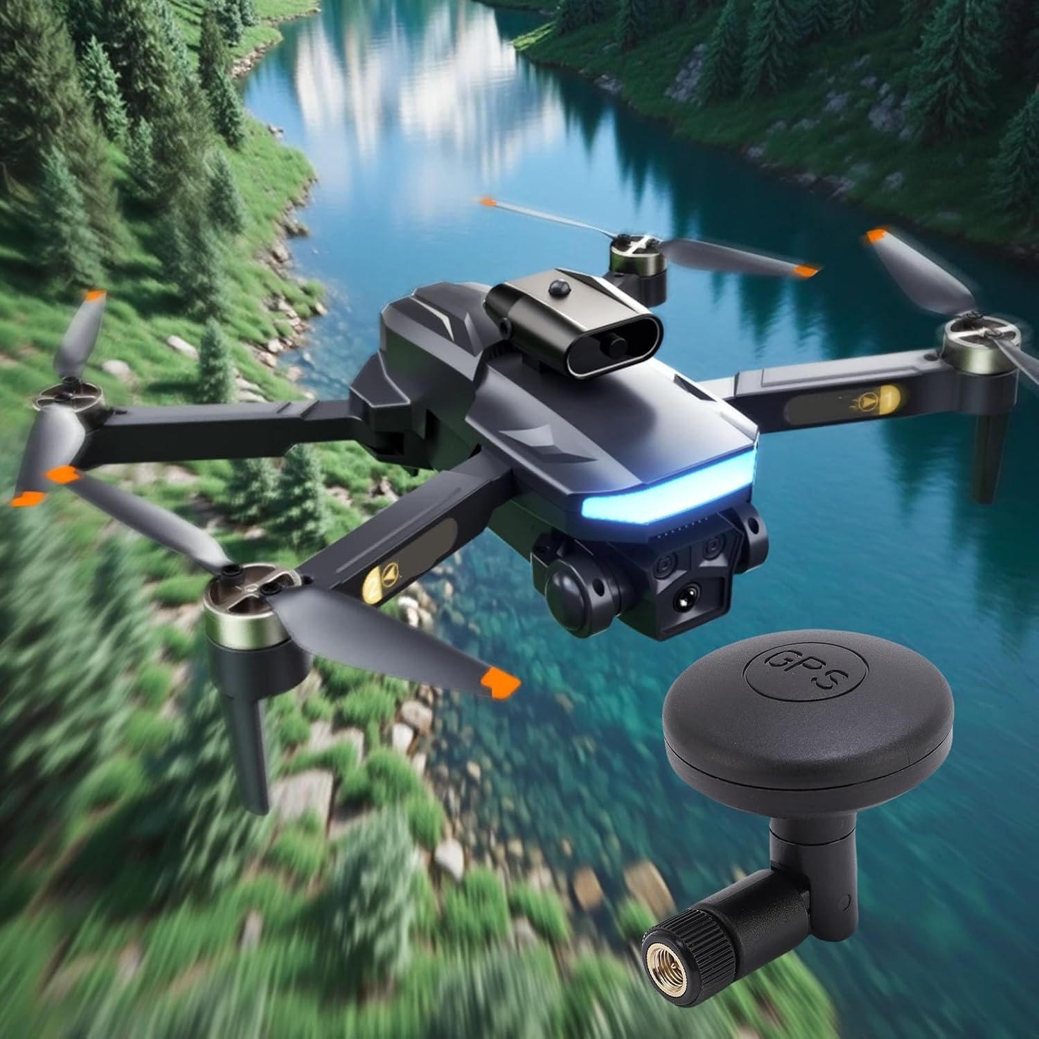 Dpofirs High Gain Ceramic GPS Mushroom Antenna with SMA Connector,Foldable GPS Antennae, anti Interference for Vehicles, Boats, Drones, Marine Outdoor Navigation