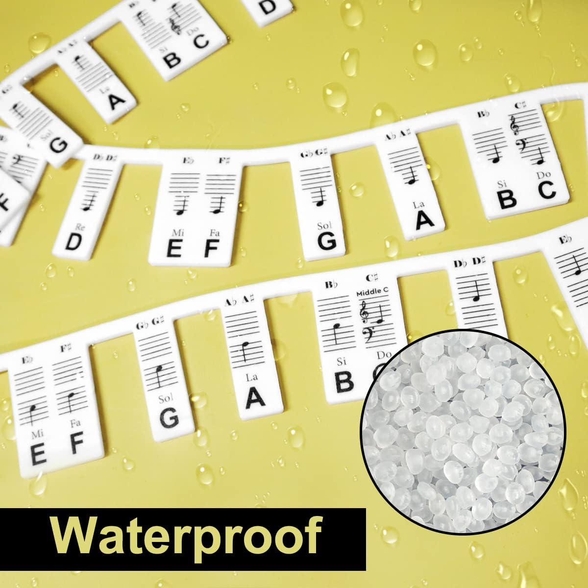 Vitoler Removable Piano Keyboard Note Labels,88 Keys Piano Keyboard Stickers,Silicone Keyboard Stickers for Beginners image number 1