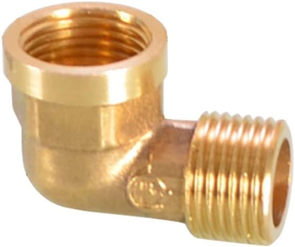 Threaded Fittings Brass Pipe, 90 Degree Elbow Connector Brass Hose Barb Fitting, BSP Thread Pipe Oil Gas Elbow Fitting Coupler (3/8" Male X 3/8" Male) image number 1