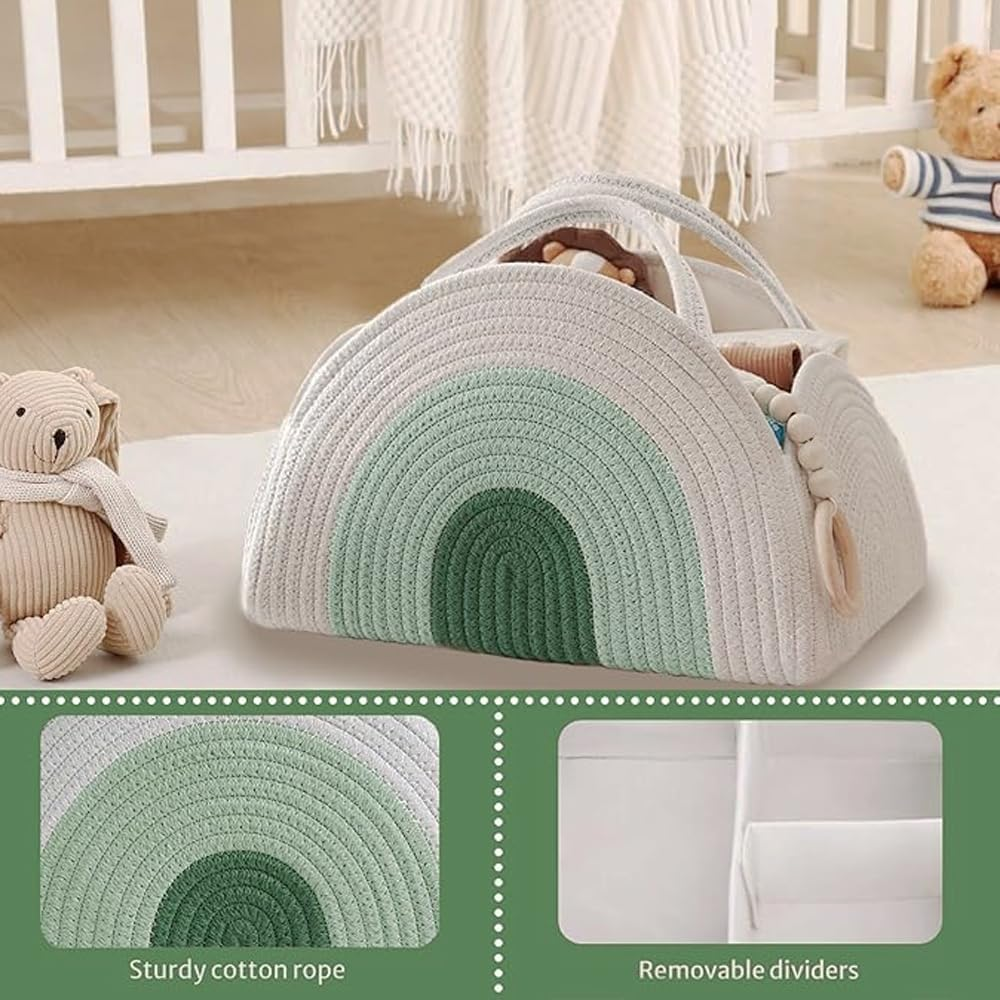 Baby Nappy Caddy Organiser with Dividers,Foldable Design, and Easy-To-Clean Fabrics,Whether in the , Living Room or Car You Can Easily Store