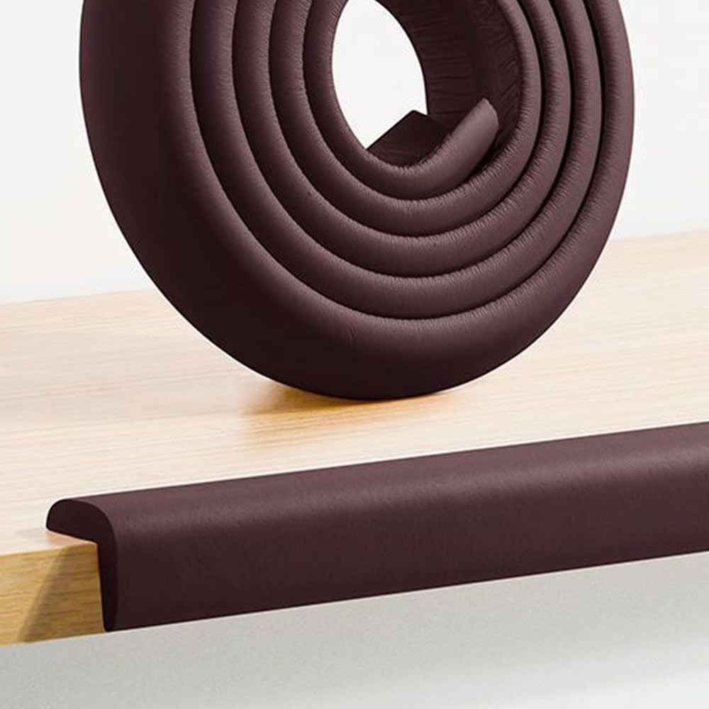 Soft Corner Protector,Safety Corner Guards, 2 Meters per Roll Protective Foam Cushion Corners Foam Set and Safe,Suitable for Edge of Table,Chair,Tv Bench,Bed,Door,Wall(Brown)