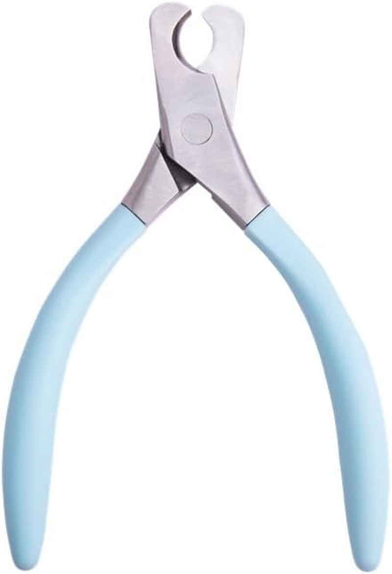 Blue Handle Nickel Iron Single Section round Concave Pliers, 1Pc round Concave Pliers Wire Looping Plier, Professional Stainless Dog Nail Clippers,Pet Grooming Tool for Precise Cutting