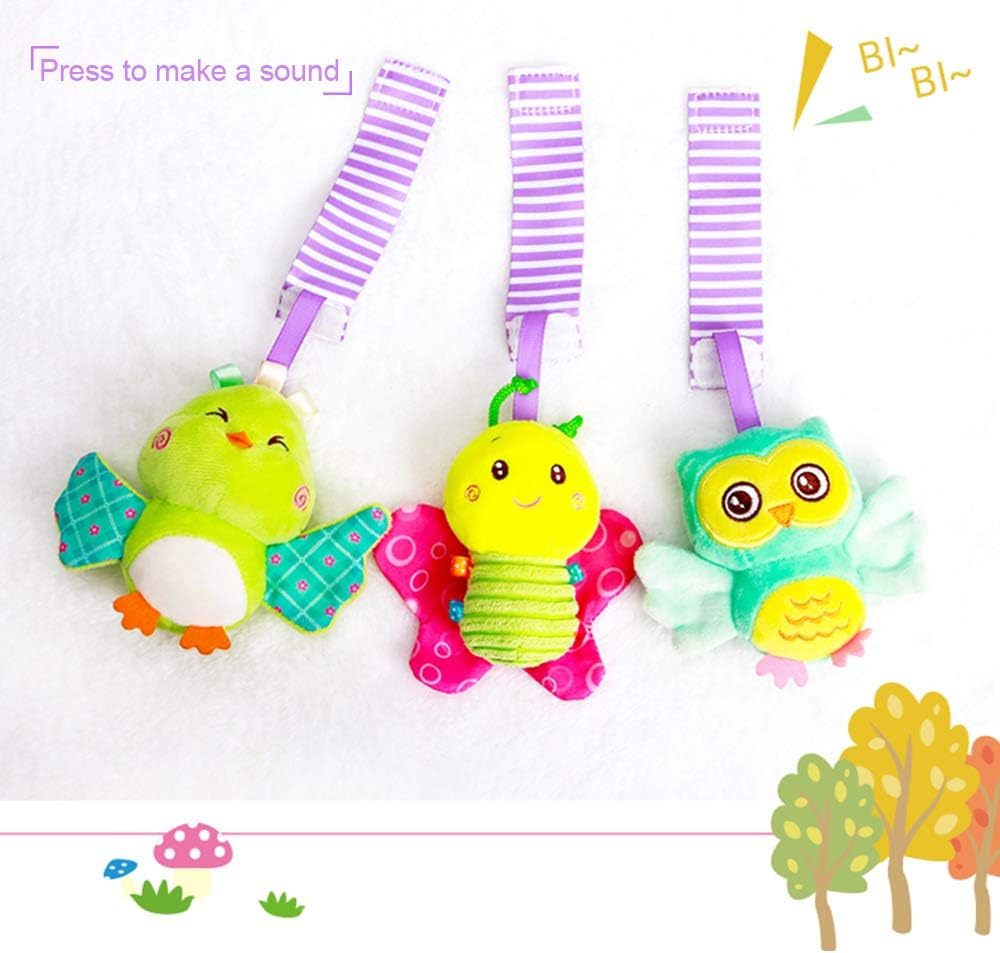 Baby Car Seat Toys with Hangings Rattle, Activity Spiral Plush Stroller Bar Crib Toy Accessories for Boy or Girl(Sky) image number 6