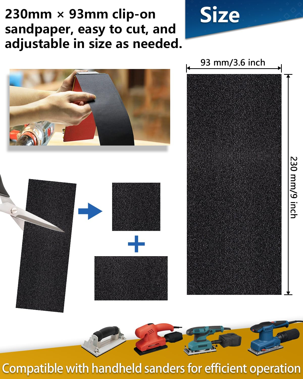 50Pcs Sandpaper Set P120~P3000Grit Wet and Dry Sanding Paper 230&times;93Mm (Assorted Grit 120/180/240/400/600/800/1500/1000/2000/3000 X5) for Automotive Polishing, Metal Wood Glass Finishing image number 1