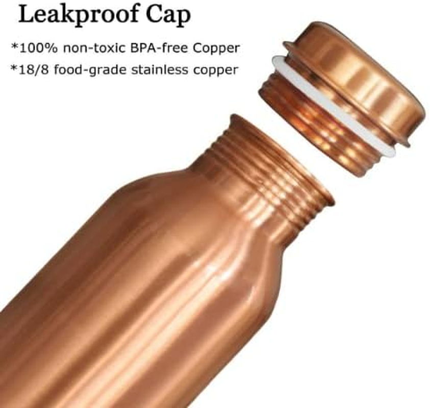 Pure Copper Water Bottle | Seamless Copper Water Bottle for Home, Office, Hotel, Travelling and Gifting |Immediately Reap the Health - 34 Fl Oz image number 4