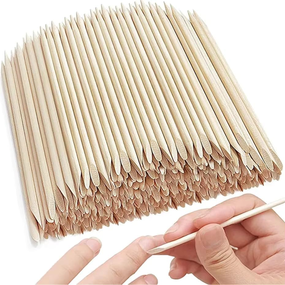 100 Pieces Orange Wooden Nail Sticks - Double-Ended Cuticle Pushers, Nail Cleaners, and Nail Art Tools for Manicure, Pedicure, Gel Polish Removal - Multi-Purpose Professional and Home Use image number 3