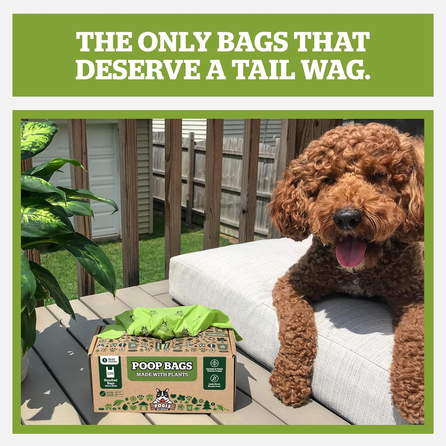 Pogi'S Compostable Poop Bags - 120 Dog Poop Bags with Easy-Tie Handles - Leak-Proof, Plant-Based, ASTM D6400 Certified Home Compostable Waste Bags for Dogs (120 Bags with Handles) image number 4