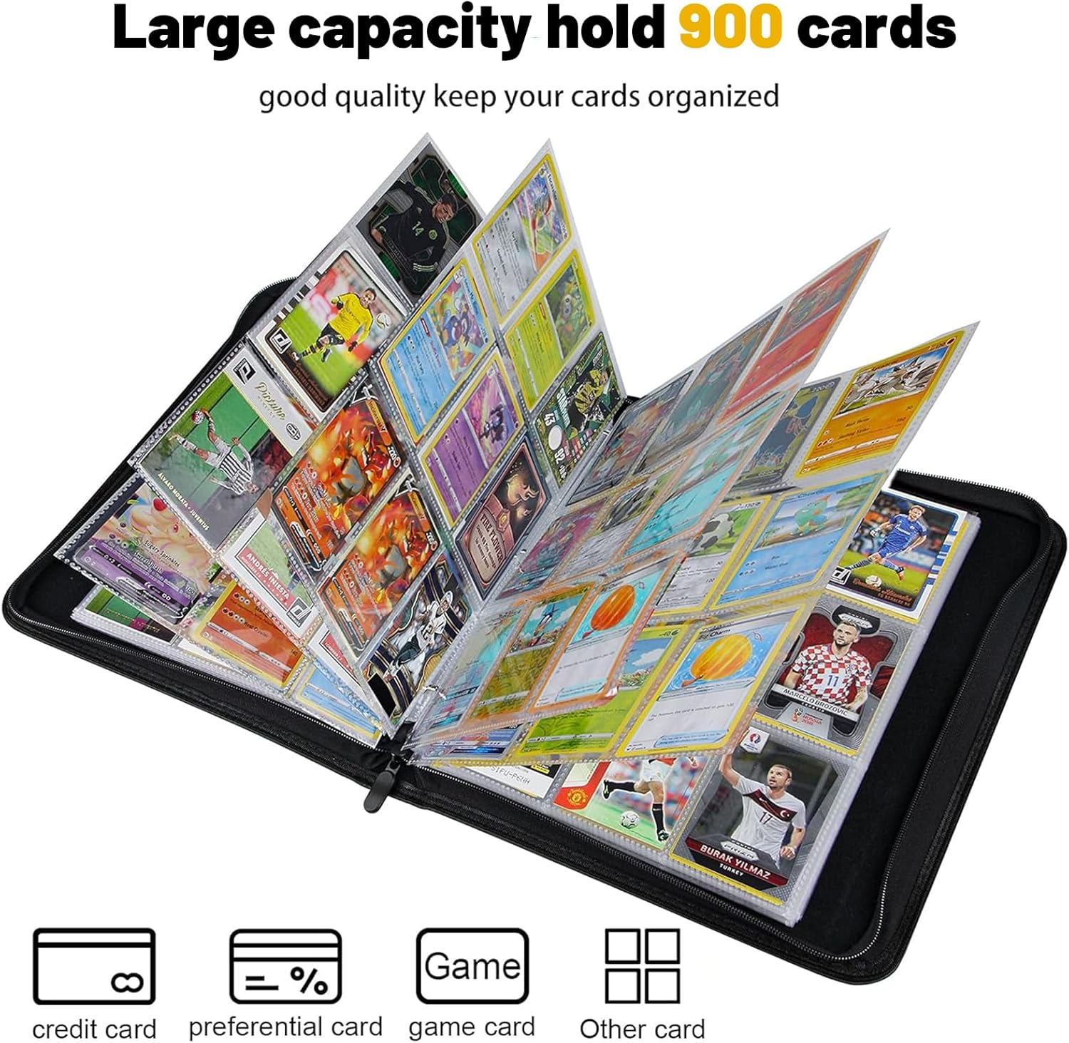 Xmdianss 9-Pocket Card Folder Fits 900 Cards, 50 Removable Sleeves, Portable Trading Card Holder Collector Album for Boys & Girls