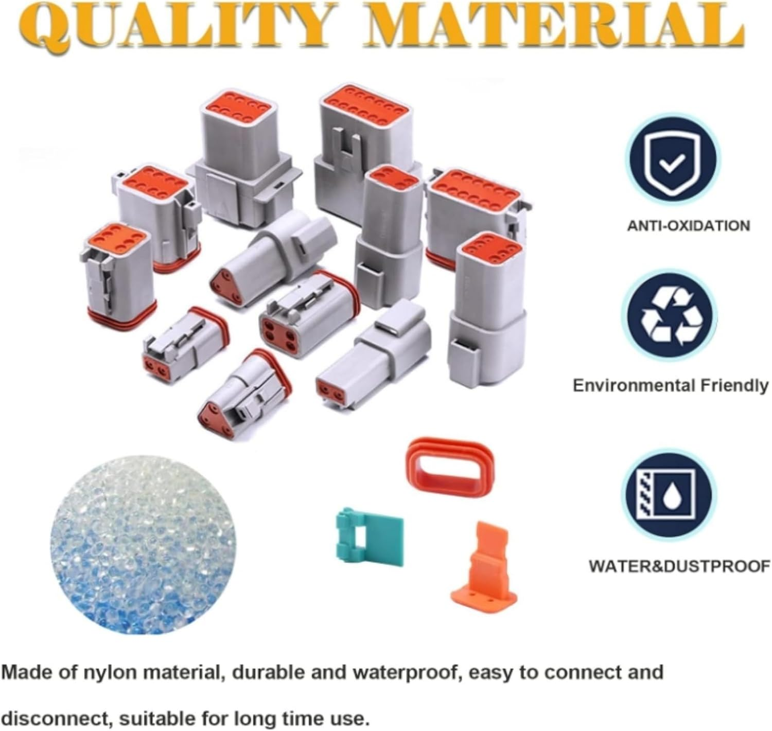 MTJNYZA 100Pcs Deutsch DT Male/Female Electrical Car ​Connector Plug Kit (2,3,4,6,8,12-Way/Pin) Car Waterproof Male Connector & Wiring Harness Male and Female Pair Plug-In Combination Box. image number 1