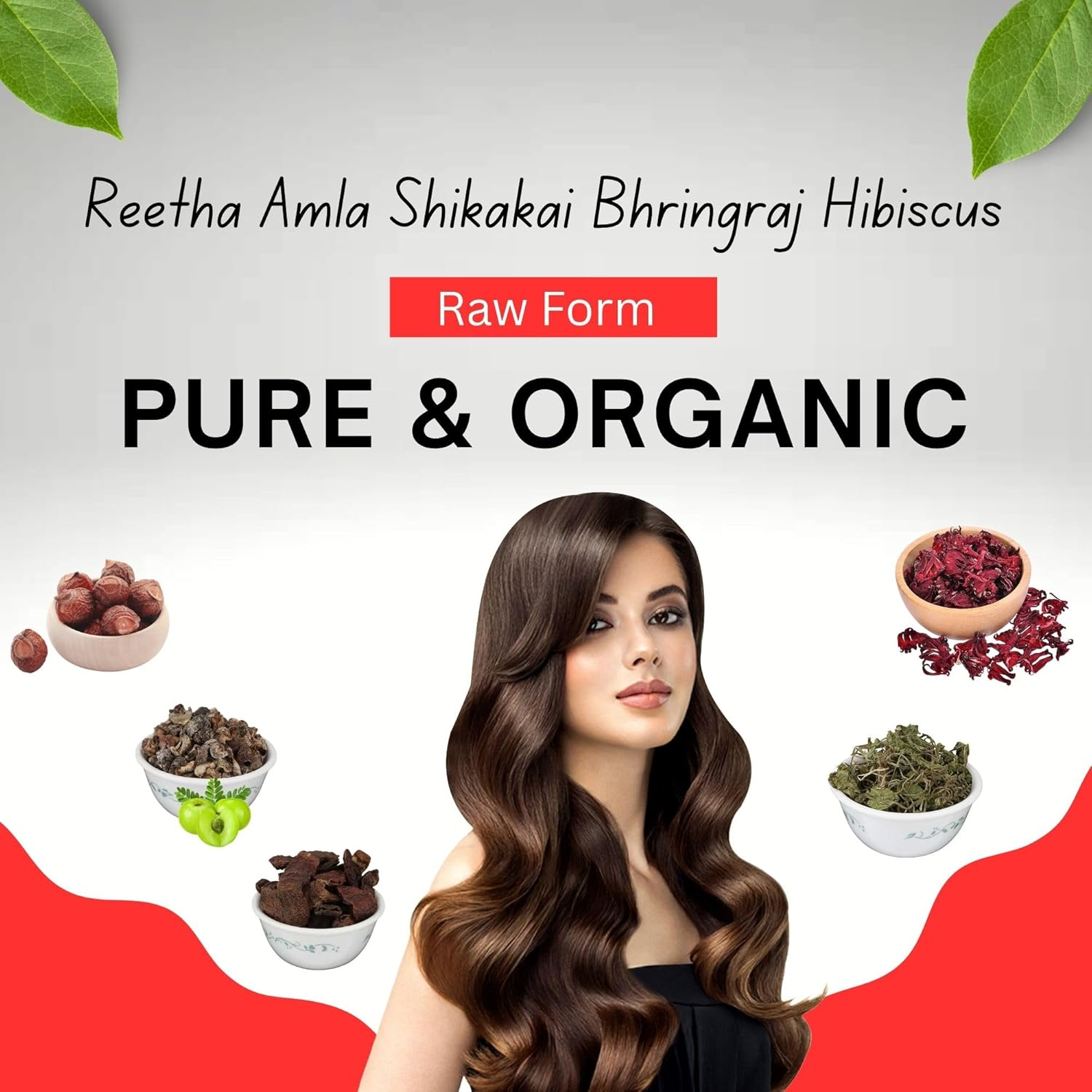 Brijbooti Reetha Amla Shikakai Bhringraj Hibiscus (Raw Form) for Hair 500 Gm (100G Each) image number 6
