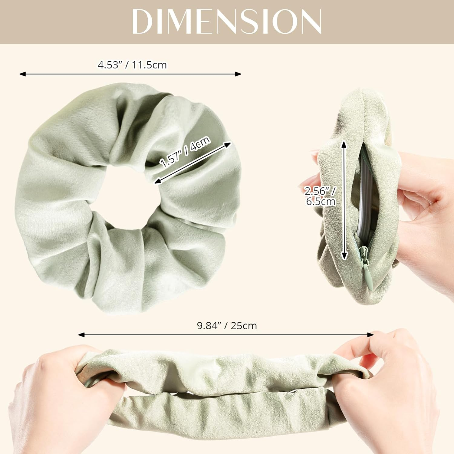 Lolalet Stash Scrunchies, 4 PCS Hair Scrunchies with Zipper Pocket, Hidden Pocket Scrunchie for Hide Money, Elastic Hair Ties Ponytail Holder Accessories for Thin Fine Curly Hair -Style B image number 4