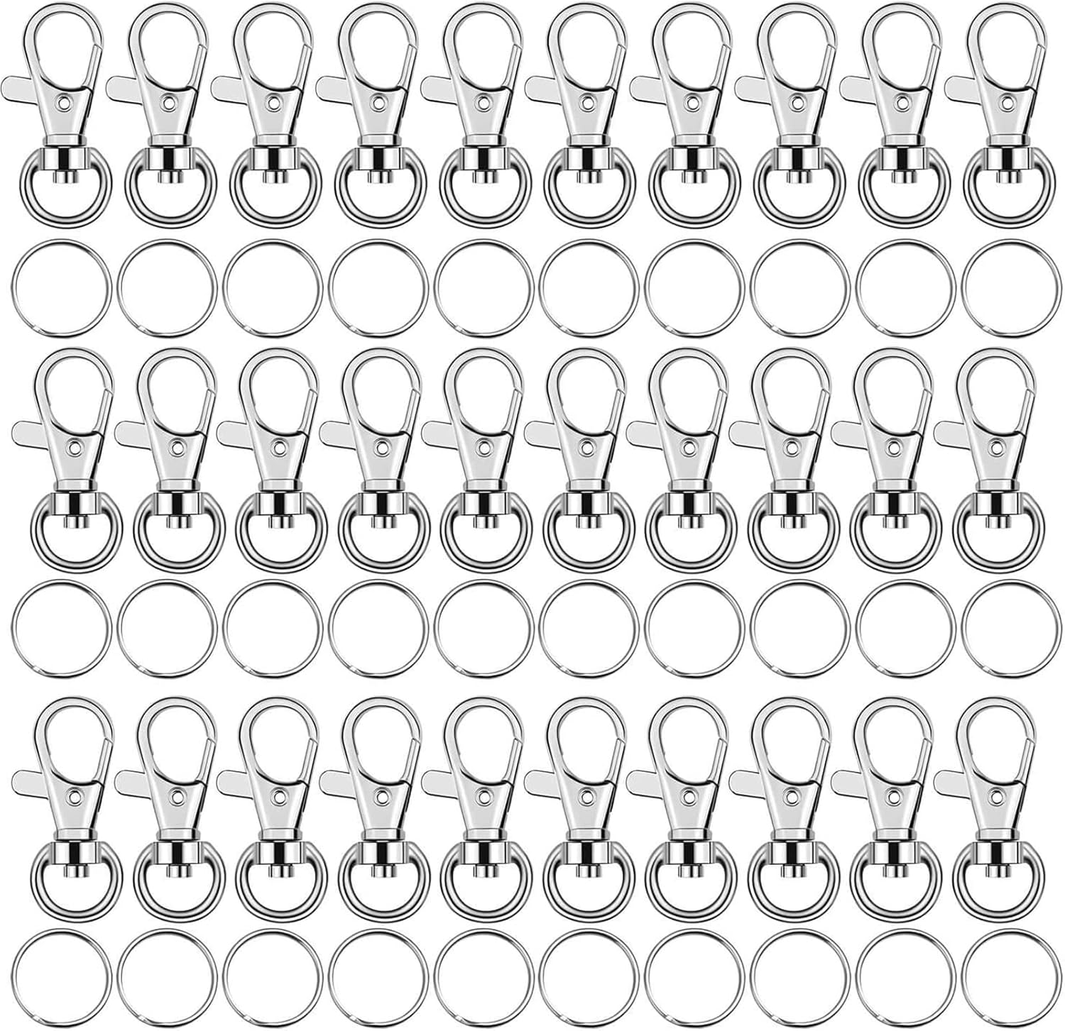 Key Chain Swivel Hooks, Anezus 200Pcs Keychain Hardware Metal Swivel Snap Hook Lanyard Clips Hooks with Keychain Rings for Keychain Hardware and Lanyard Charms (Small) image number 4