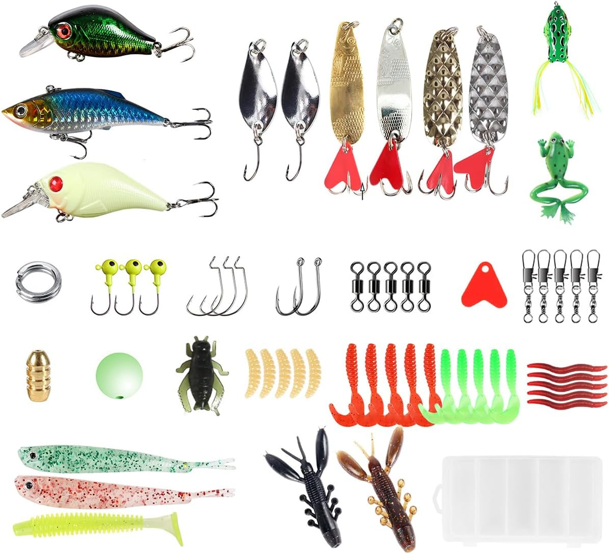 94Pcs NUZAMAS Fishing Lure Kit Bait Tackle Kit Fishing Accessories Tackle Tool Box for Fly Fishing Wet Flies Bass Trout Salmon Freshwater and Saltwater image number 1