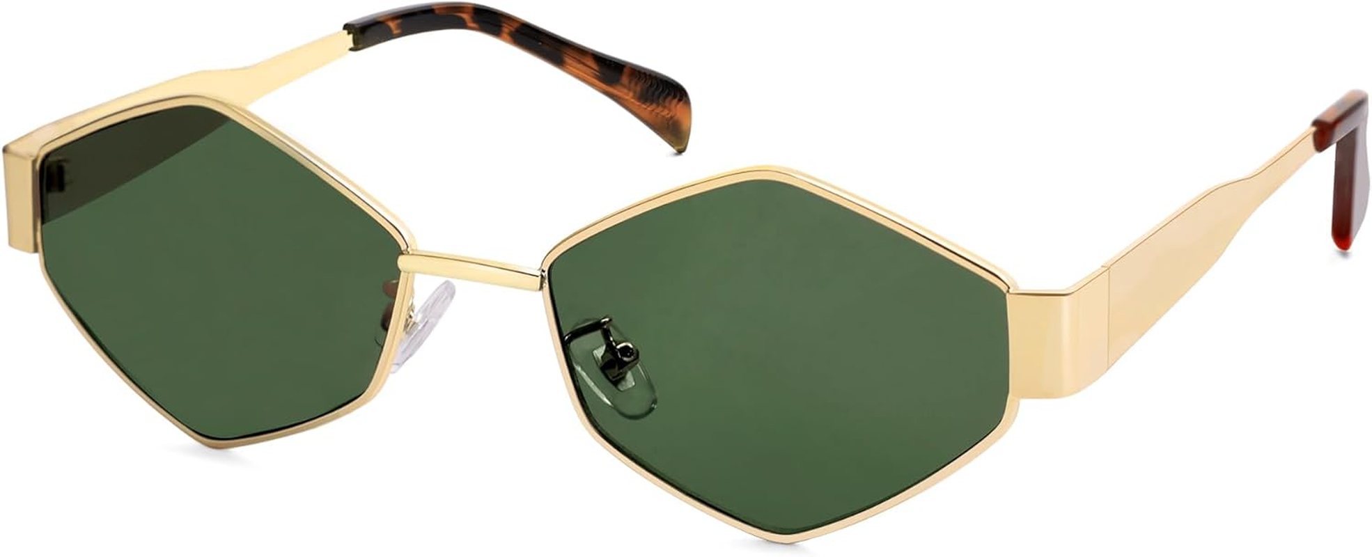 HERJOUR Trendy Retro Hexagon Sunglasses for Women Vintage 90S Classic Designer Sun Glasses Metal Frame Narrow Sunnies AR81046