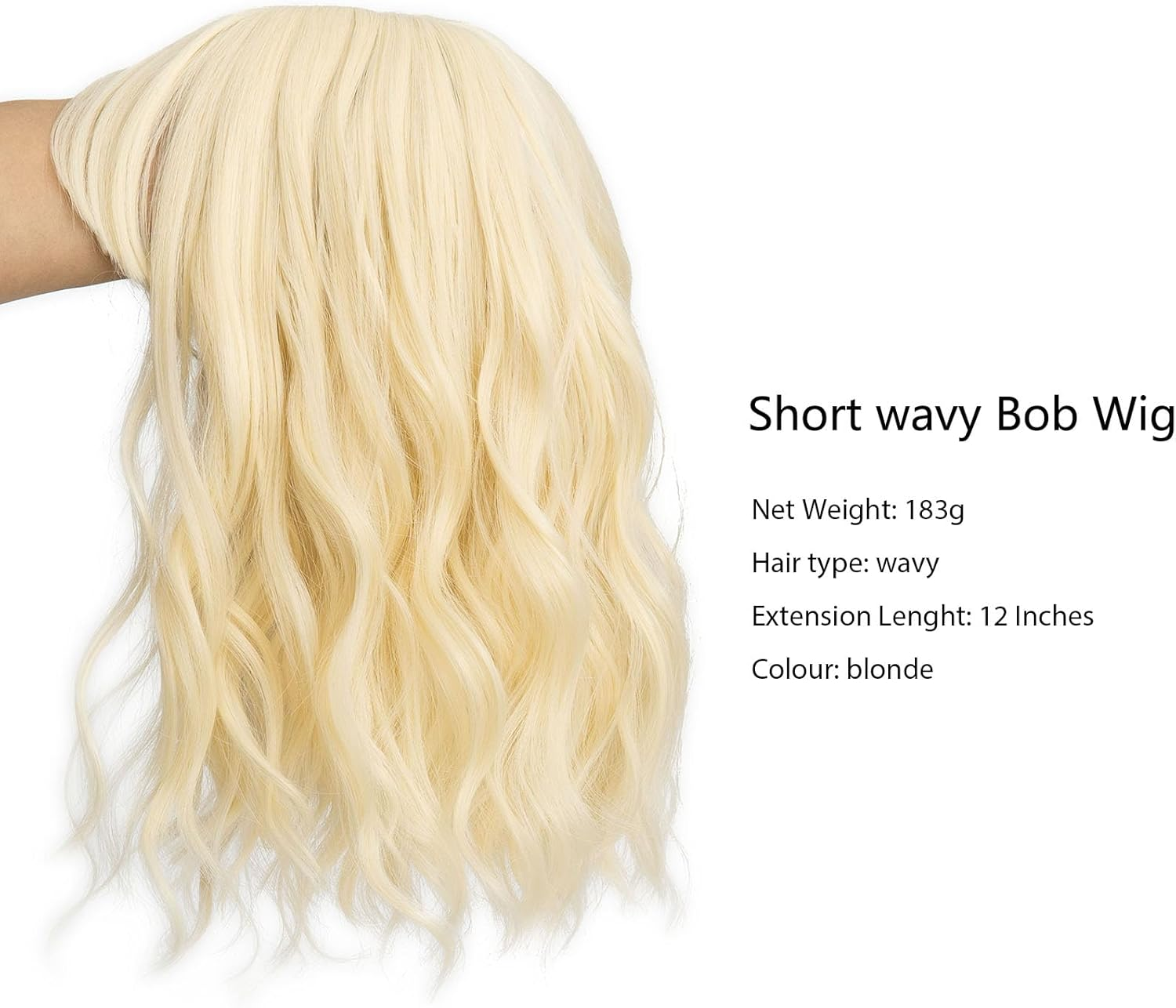 Luxiremi Blonde Wigs 12 Inch Short Shoulder Length Curly Wavy Bob with Fringe Synthetic Cosplay Wigs for Women Carnival image number 5