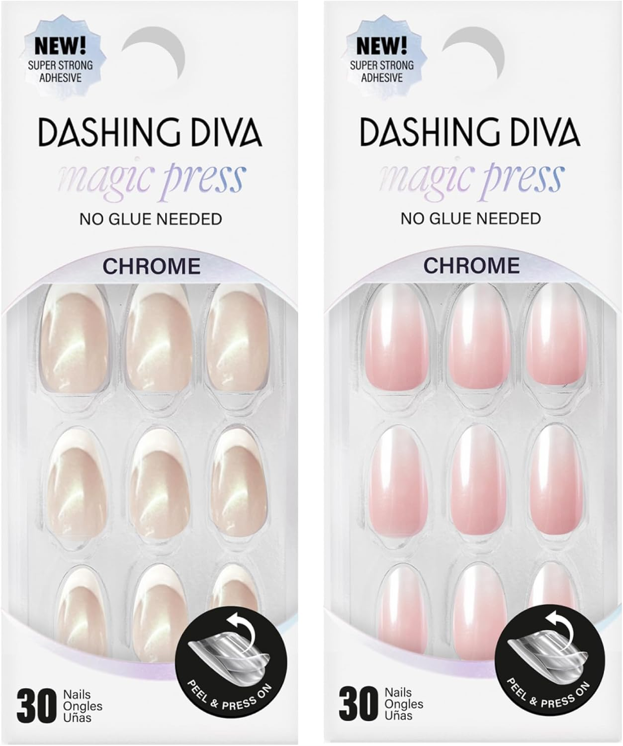 Dashing Diva Magic Press Premium Nail Bundle - Kept Simple Collection - Press on Nails - French Glaze Almond & Rosewater Glaze Almond - Long Lasting Gel - Lasts up to 7 Days - 2 Sets