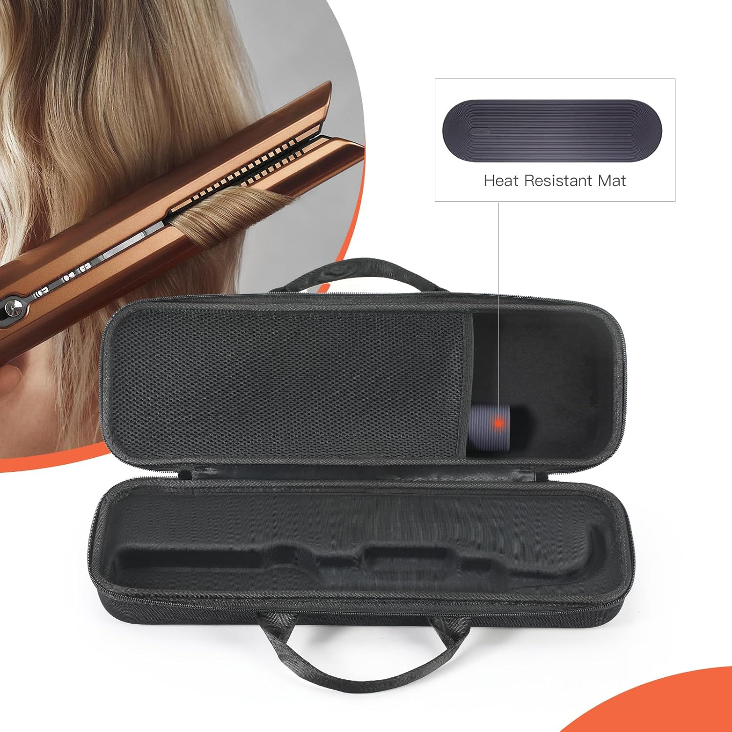 Travel Carrying Case for Dyson Airstrait HT01 Hair Straightener Hard Protective Case Storage Bag Layer Hair Accessories Tools Orgnizer (Black) image number 1