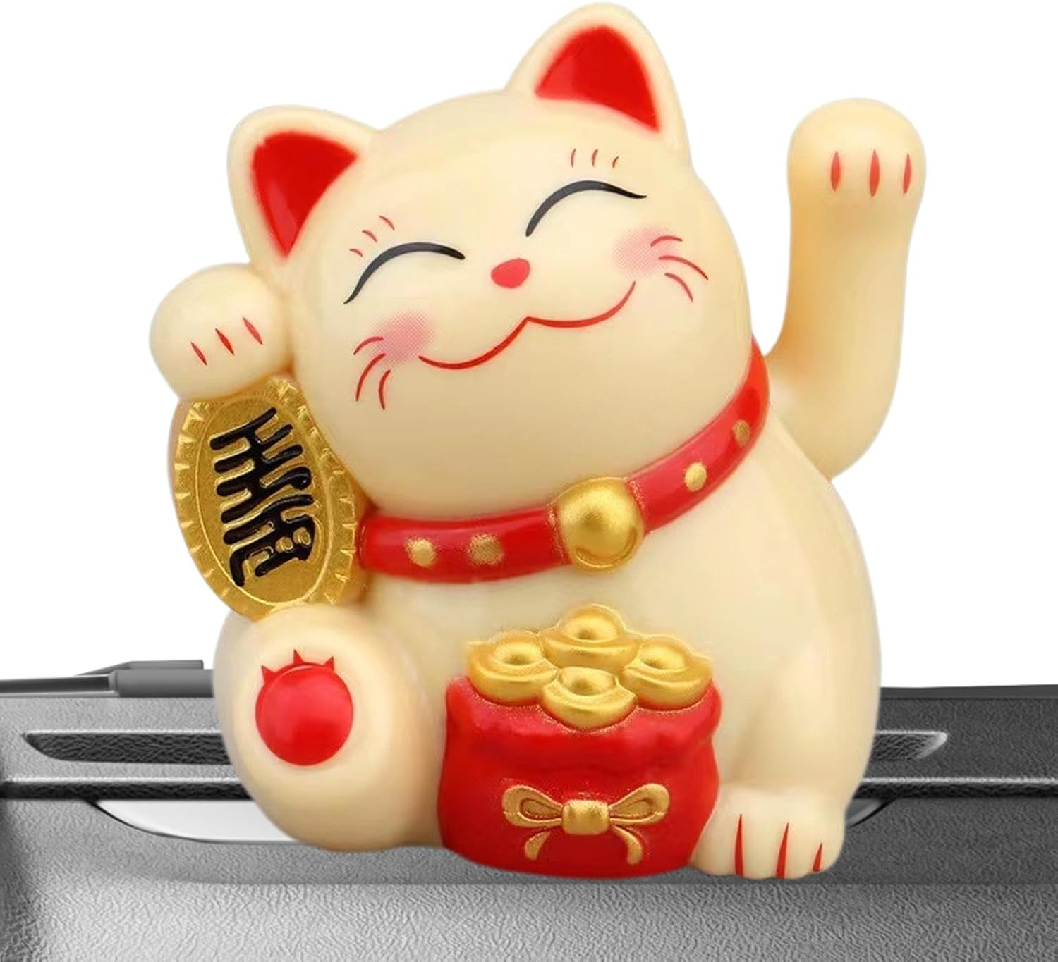 Solar Waving Lucky Cat - Solar Lucky Cat Waving Arm, Solar Powered Cute Waving Cat | Lucky Waving Wealth Cat, Vivid and Lovely Chinese Cat, Chinese Lucky Cat Decoration, Fengshui Lucky Cat