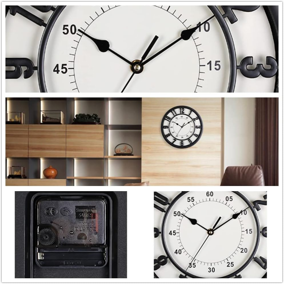 30Cm Wall Clock - Quiet and No Ticking, Easy to Read, Suitable for Home, Office, Classroom, School - Battery Powered,Energy Saving - Retro Roman Numerals Style image number 2