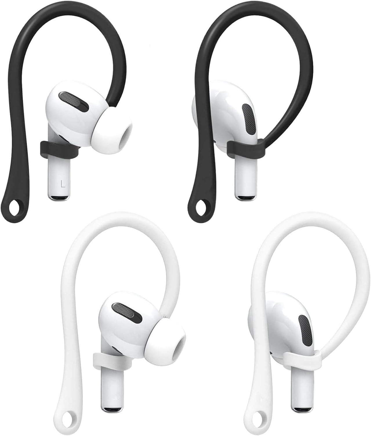 2 Pack Protective Ear Hook Silicone Anti-Lost Earhooks for Airpods 3 and Airpods 4 (White&Black) image number 3