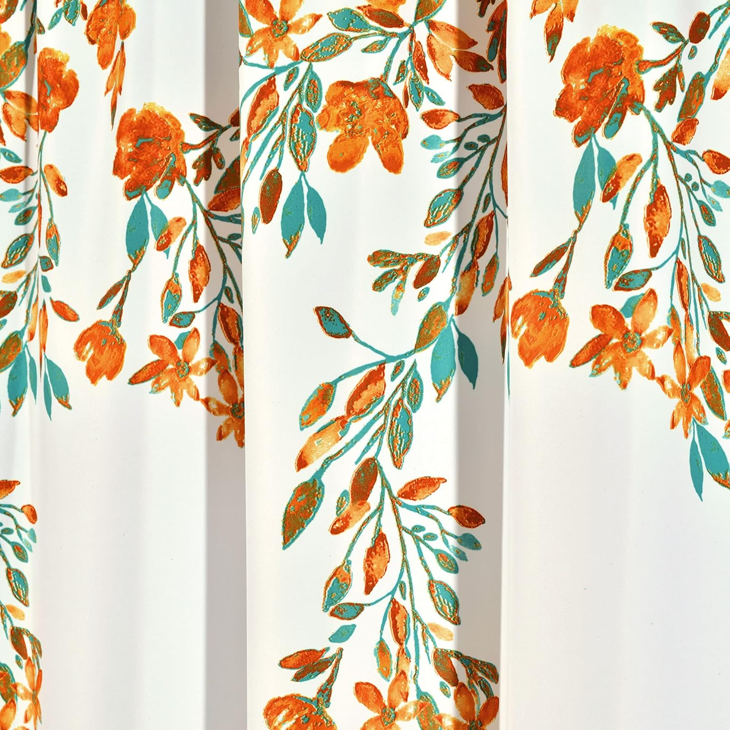Lush Decor Tanisha Curtains - Light Filtering Window Panel Set, Pair - Floral Vine Print, Beautiful, Modern, Elegant Home Decor - 52" W X 84" L, Tangerine & Turquoise - Purple  Gray image number 7