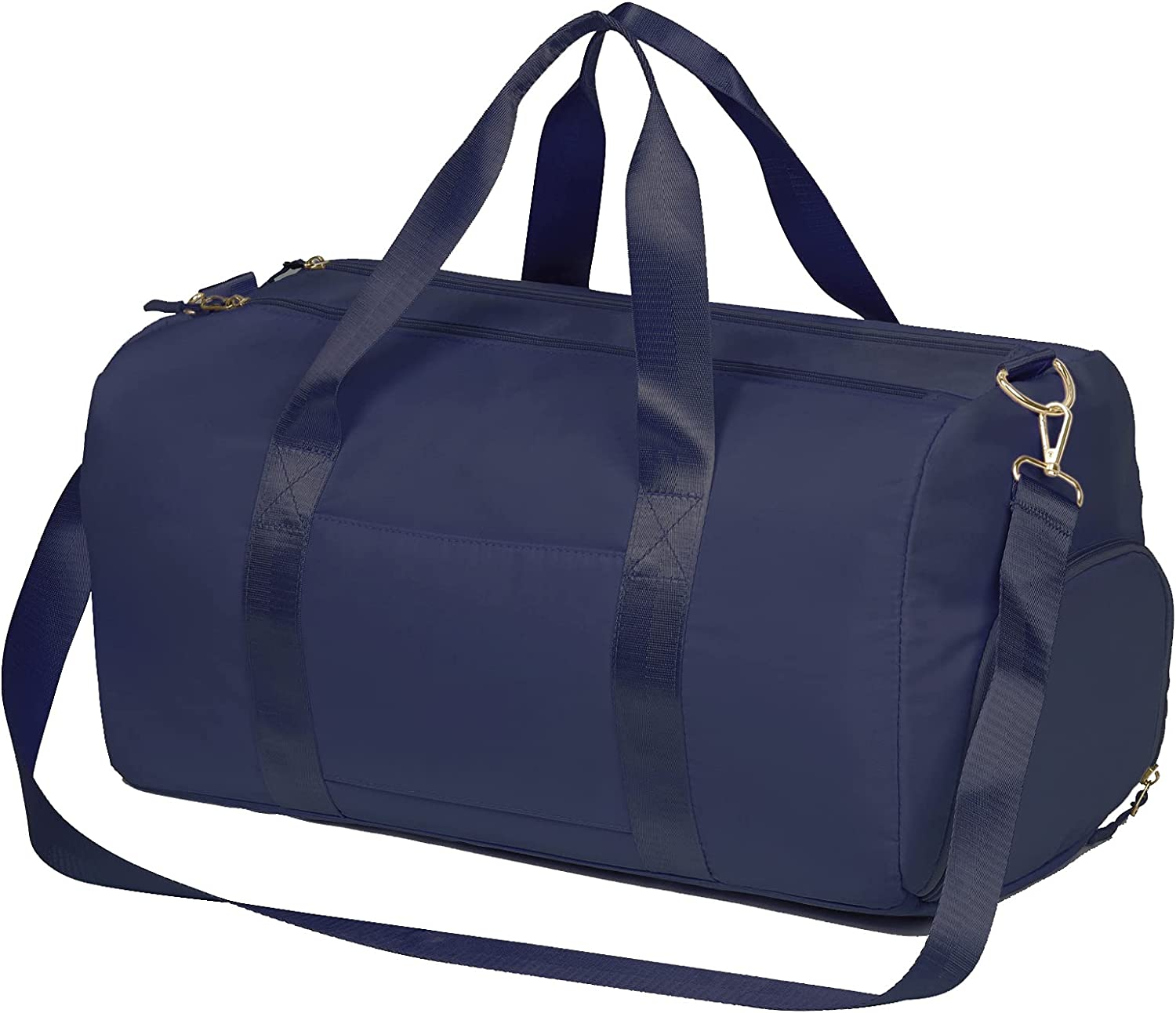 MABROUC Duffle Bag for Women, Sports Duffel Bag for Gym with Wet Pocket & Shoe Compartment, Overnight Weekender Travel Bag, Darkblue, Medium, Duffle Bag