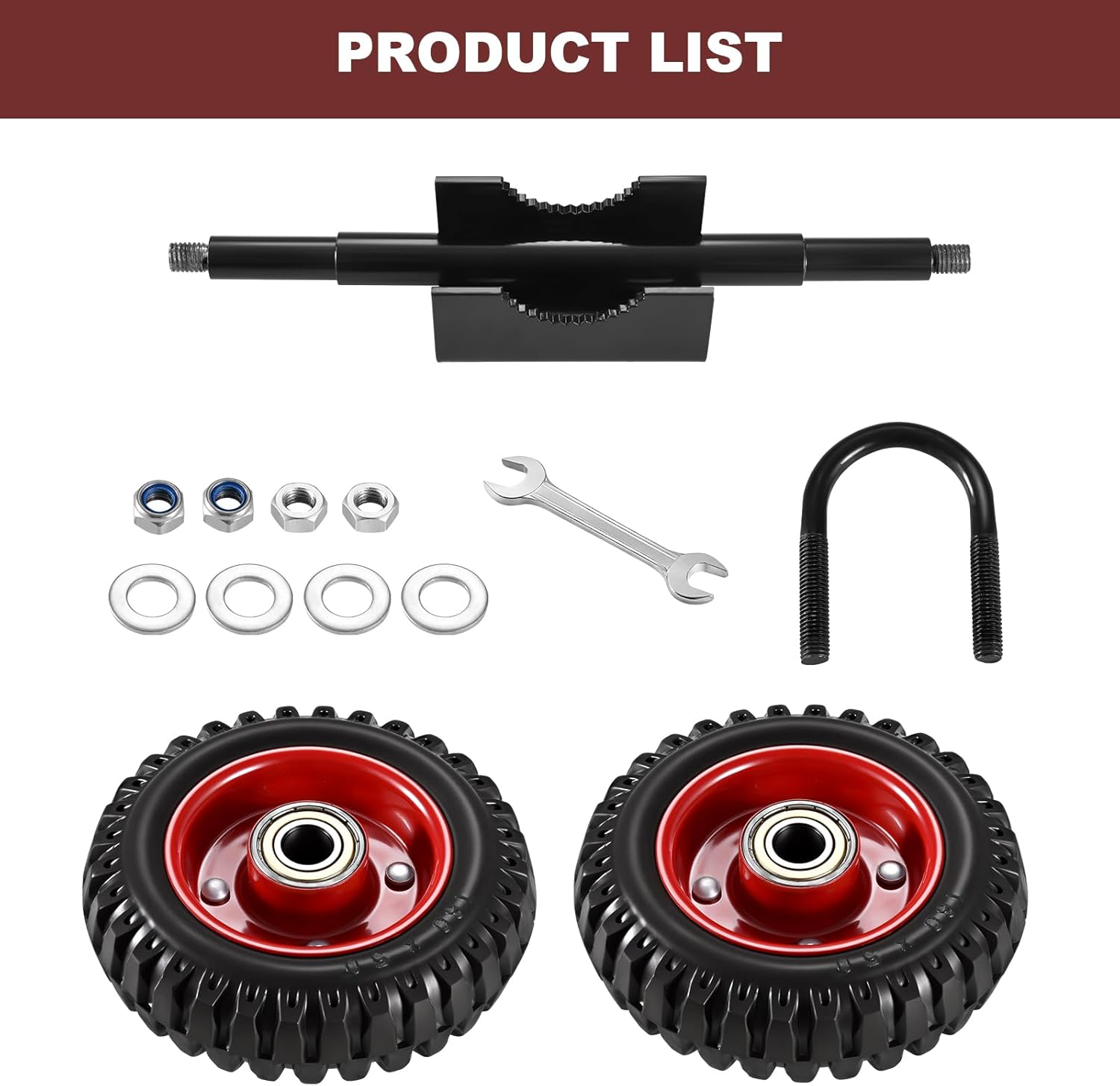 Soiiw Rolling Gate 6 Inch Rubber Wheel Carrier Heavy Duty for Driveway Chain Link Fence Metal Tube Gates and Rolling/Sliding Gates 550Lb Capacity,1-Pack (6 Inch-2 Wheel(One U-Bolt 2Inch)) image number 3