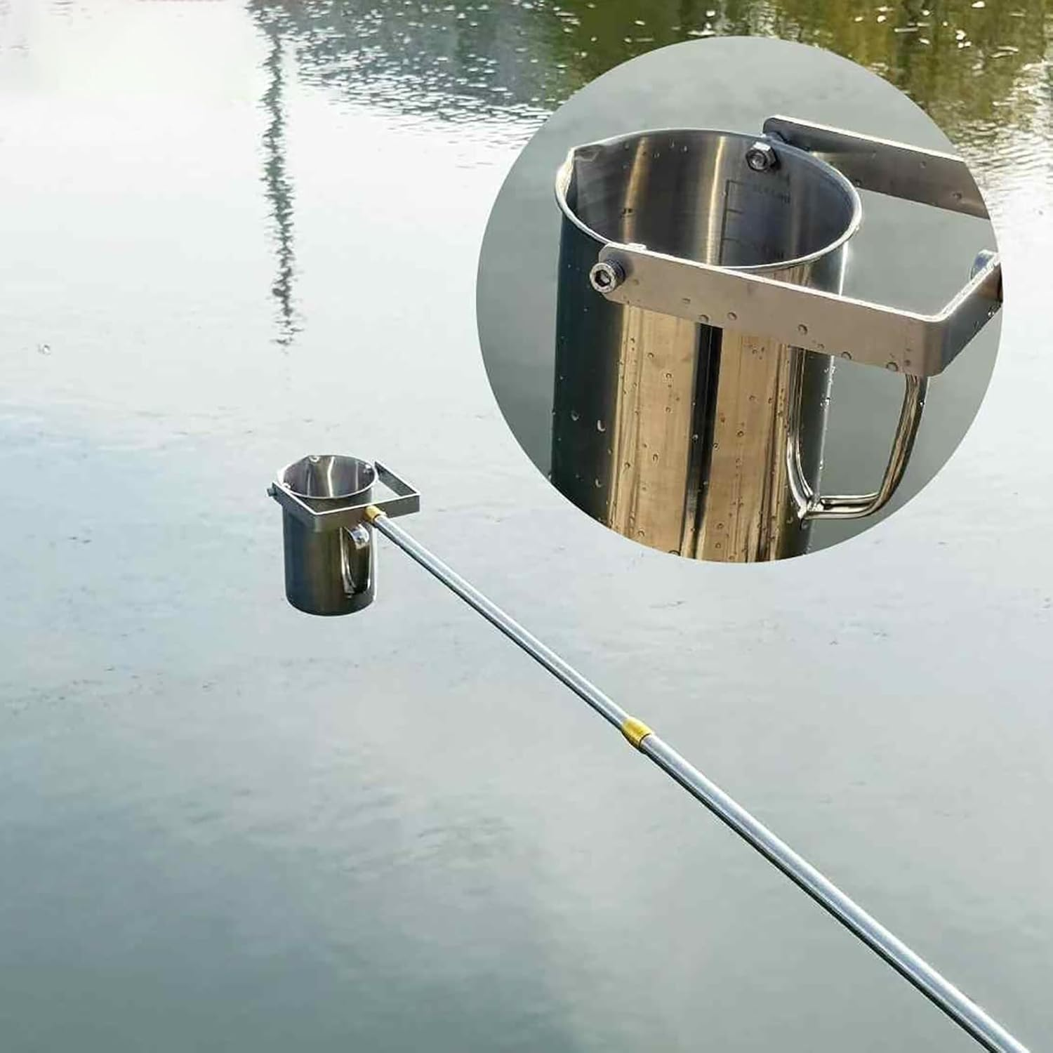 Telescopic Water Sampler 500Ml 1000Ml Sampling Dipper System, Lightweight Stainless Steel Rod with Pendulum Beaker Ladle for Environmental Monitoring(Stainless Steel 1000Ml,3.0M) image number 3
