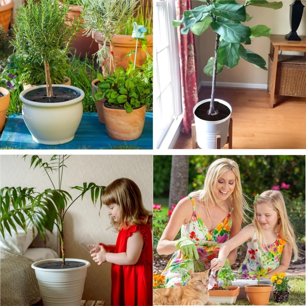 3Pcs PVC Grid Plant Pot Covers with Stake Breathable Leak Proof Plant Pot Protector for Indoor/Outdoor Potted Plants Soil Protector Grid Cover image number 4