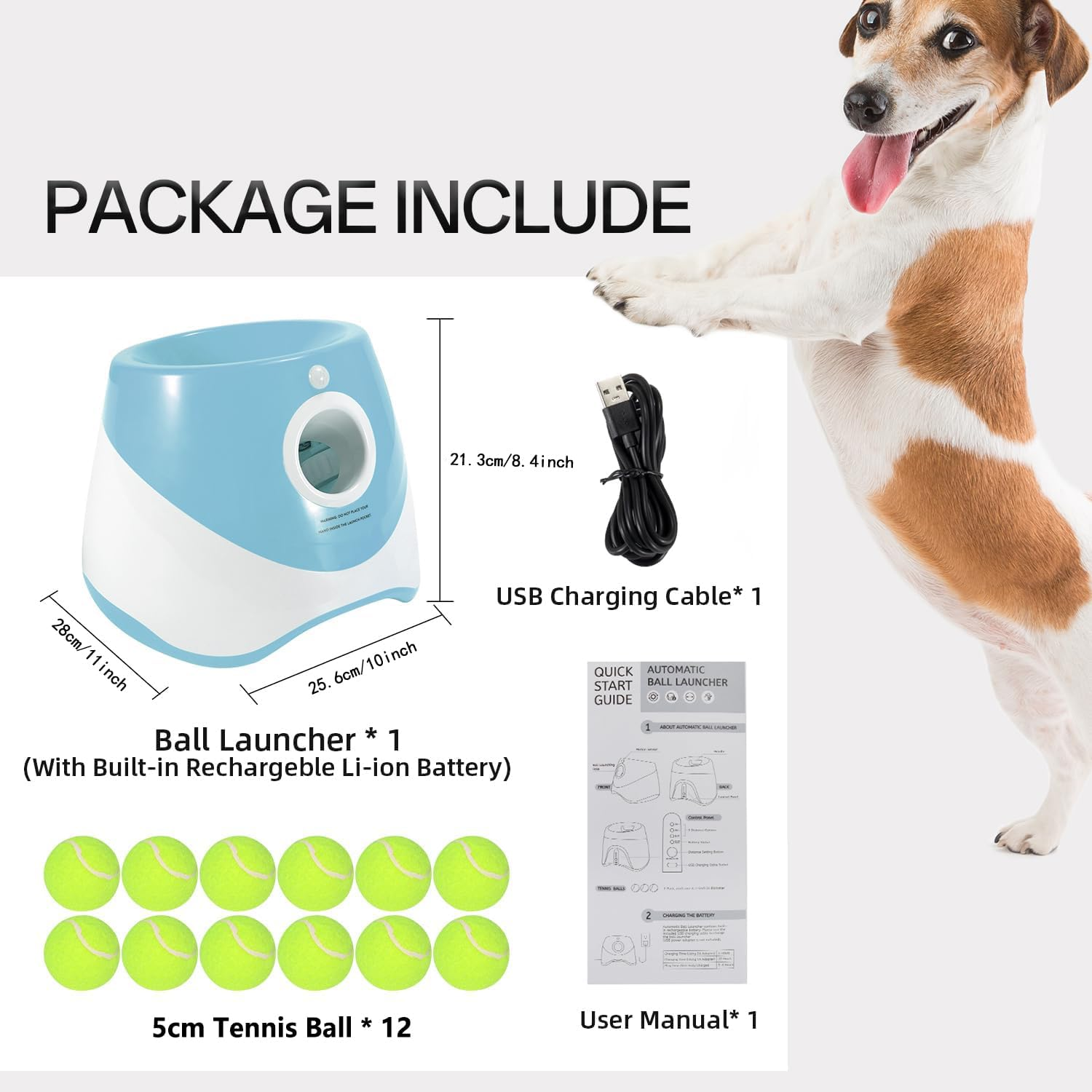 Dog Ball Thrower Launcher,Automatic Ball Launcher for Dogs with 12 Tennis Balls,Thrower Distance 3-9M(10-30Ft), Interactive Dog Fetch Machine for Small Dogs Indoor/Outdoor Playing image number 1